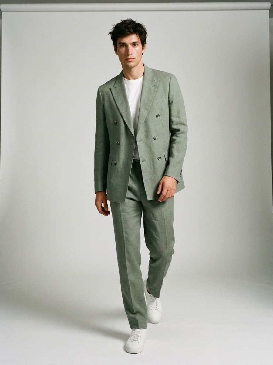 Sage linen suit